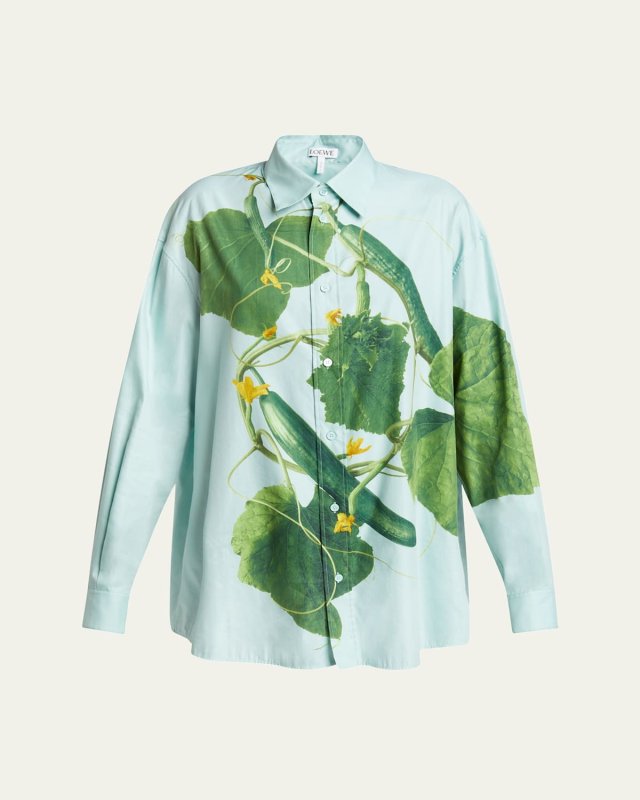 Cucumber Print Button Down Blous